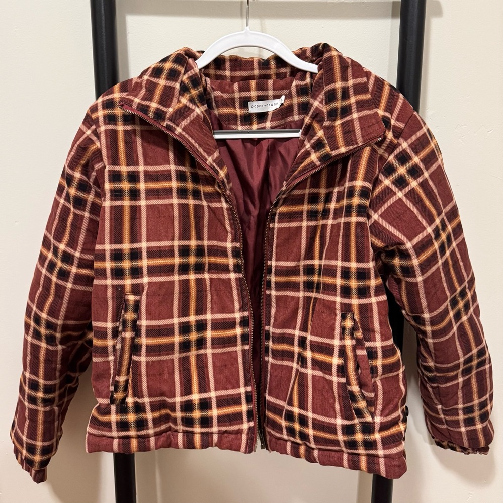 Plaid Puffer Jacket | M